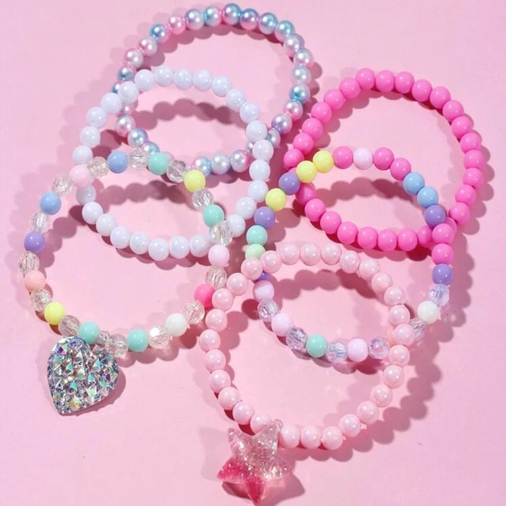 💖⚪️🟣⚪️ COLORFUL KIDS BEADED 6 BRACELET SET❗️⚪️🟣⚪️💖